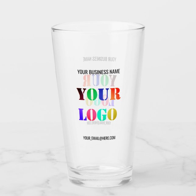 Your Business Logo Glass Example with Custom Text (Front)