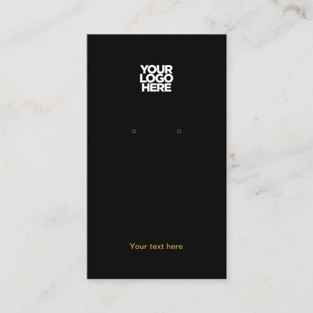 Your Business Logo Gold Black Earring Display Card (Front)
