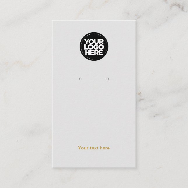 Your Business Logo Gold Grey Earring Display Card (Front)