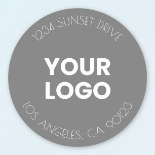 Your Business Logo   Grey & White Return Address Classic Round Sticker