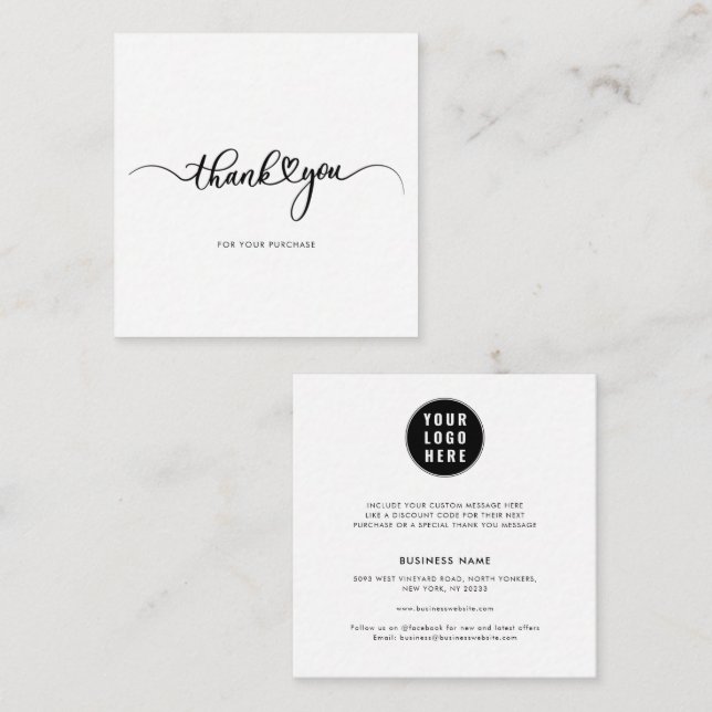 Your Business Logo Hair Stylist Thank You Card (Front/Back)