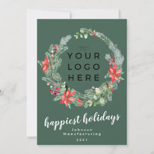 Your Business Logo   Happiest Holidays Wreath   Ho Holiday Card