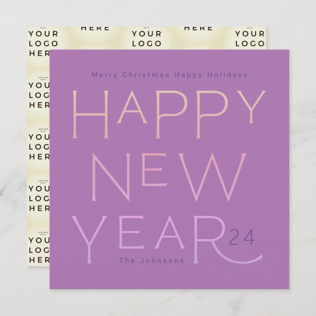 Your Business Logo | Happy New Years Modern Custom Holiday Card (Front/Back)