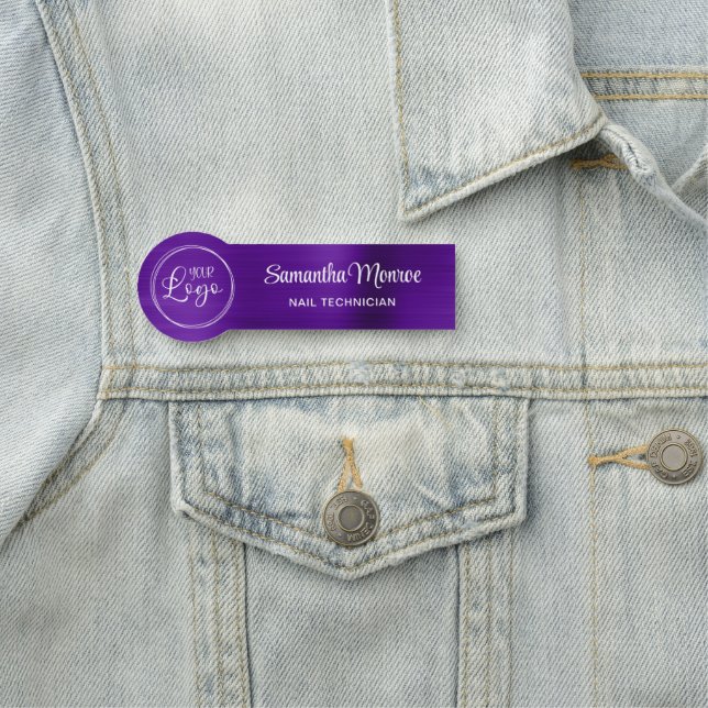 Your Business Logo Here Indigo Purple Ombre Name Tag (In Situ)