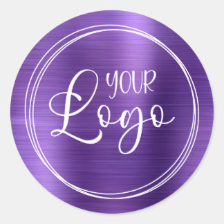 Your Business Logo Here Metallic Amethyst Classic Round Sticker