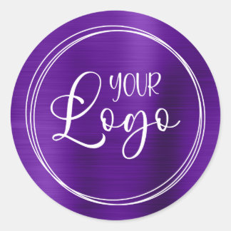Your Business Logo Here Metallic Indigo Classic Round Sticker