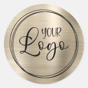 Your Business Logo Here Metallic Light Gold Classic Round Sticker