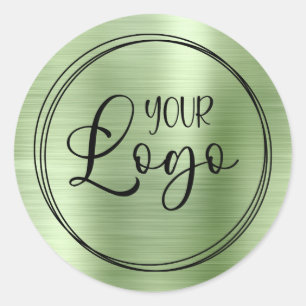 Your Business Logo Here Metallic Mint Green Classic Round Sticker