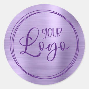 Your Business Logo Here Metallic Pale Purple Classic Round Sticker