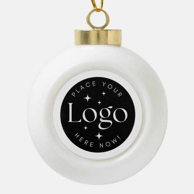 Your Business Logo Here Promotional Company Ceramic Ball Christmas Ornament (Front)
