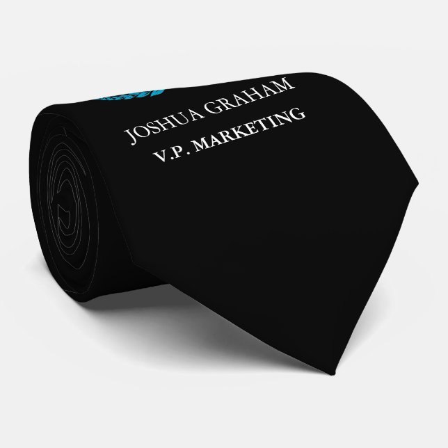 Your Business Logo | Job Title Custom Black Tie (Rolled)