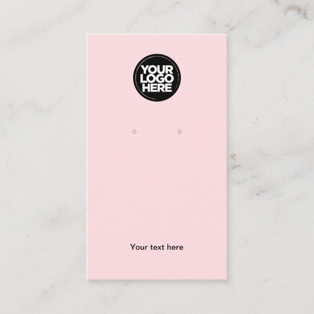 Your Business Logo Light Pink Earring Display Card (Front)