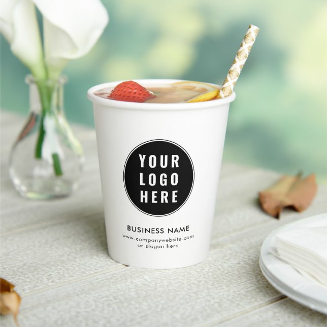 Your Business Logo Minimalist Promotional Custom Paper Cups (Insitu)