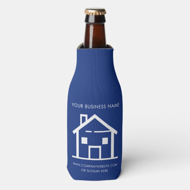 Your Business Logo Minimalist Real Estate Agent Bottle Cooler (Bottle Front)