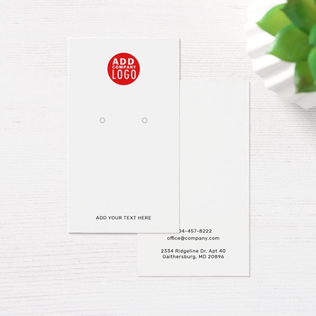 Your Business Logo Modern Earrings Display Card (Desk)