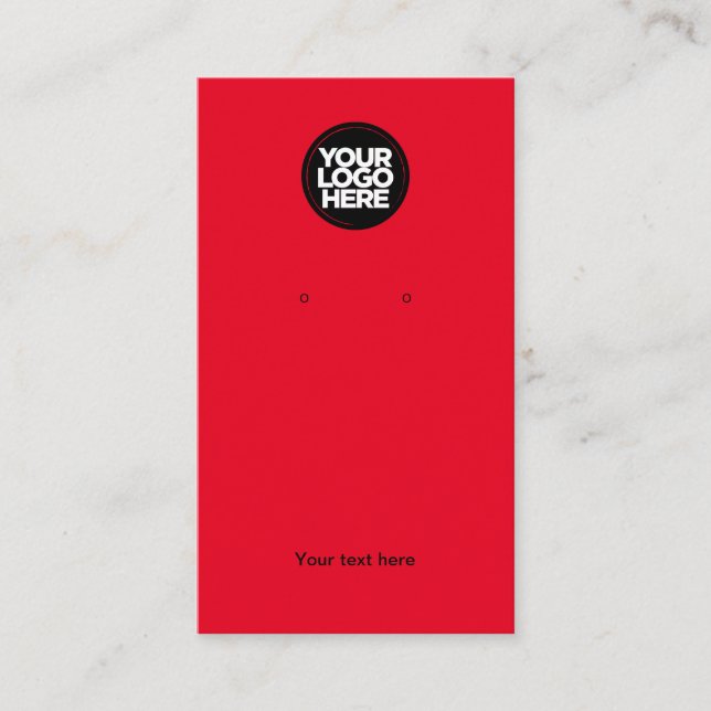 Your Business Logo Modern Red Earring Display Card (Front)