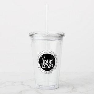 Your Business  Logo & Modern Simple Editable Text Acrylic Tumbler