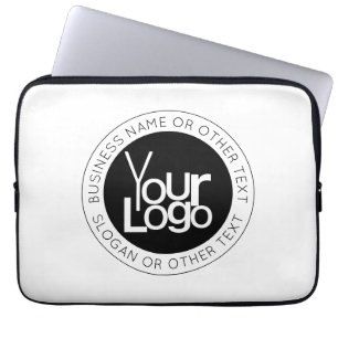 Your Business  Logo & Modern Simple Editable Text Laptop Sleeve