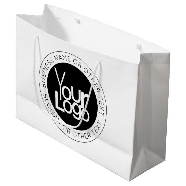 Your Business  Logo & Modern Simple Editable Text Large Gift Bag (Front Angled)