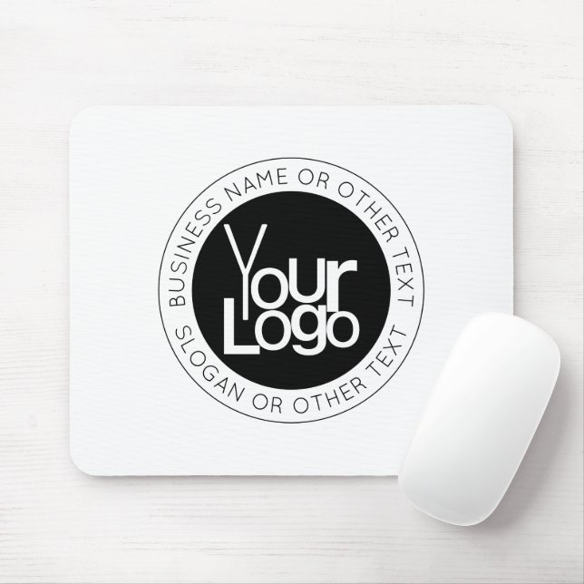 Your Business  Logo & Modern Simple Editable Text Mouse Mat (With Mouse)