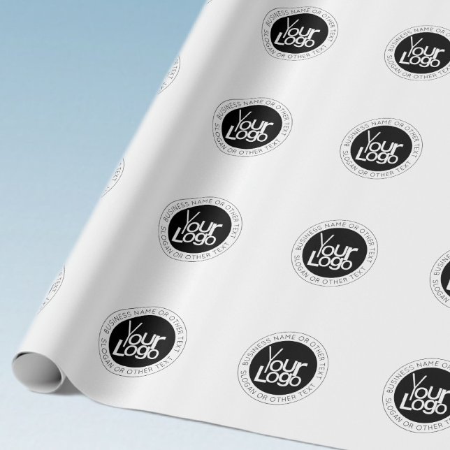 Your Business  Logo & Modern Simple Editable Text Wrapping Paper (Creator Uploaded)