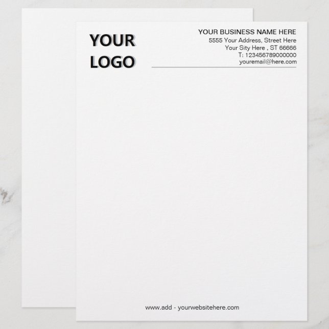 Your Business Logo Name Address Info Letterhead (Front/Back)