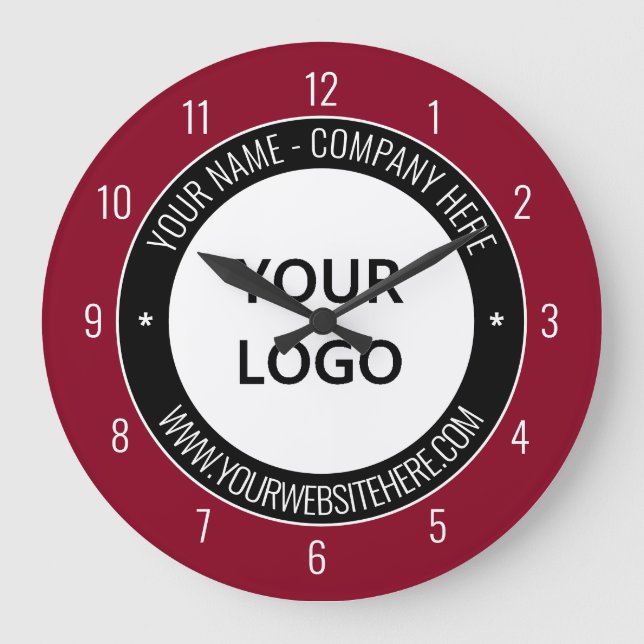 Your Business Logo Name Info Clock Choose Colours (Front)