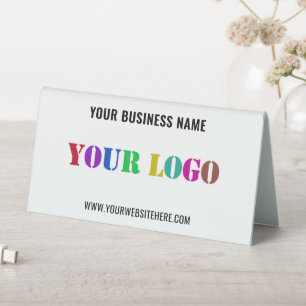 Your Business Logo Name Table Tent Sign Example