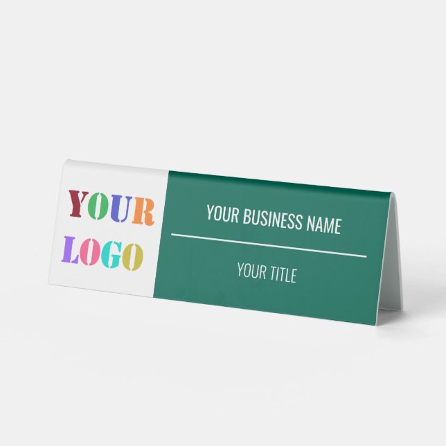 Your Business Logo Name Table Tent Sign Template (Front)