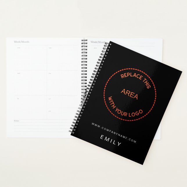Your Business Logo Name Website Black Planner (Display)