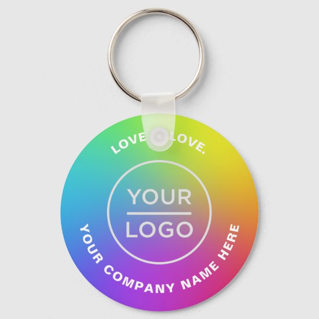 Your Business Logo Ombré Rainbow lgbt Key Ring (Front)
