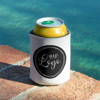 Your Business Logo on Black Circle Can Cooler