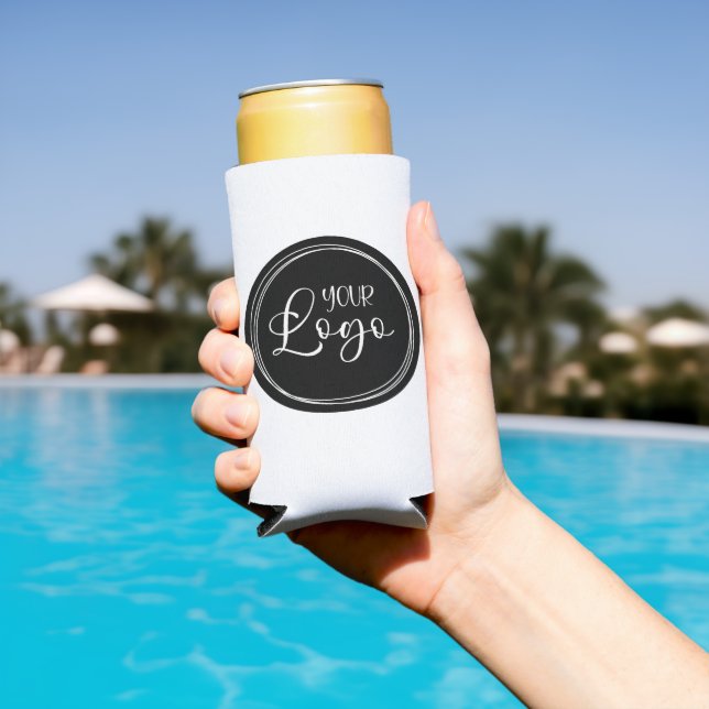 Your Business Logo on Black Circle Seltzer Can Cooler (In Situ Pool)