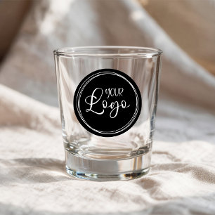 Your Business Logo on Black Circle Shot Glass