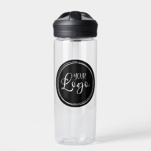 Your Business Logo on Black Circle Water Bottle