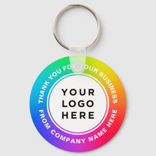 Your Business Logo on Rainbow Thank You Key Ring