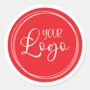 Your Business Logo on Red Circle Classic Round Sticker