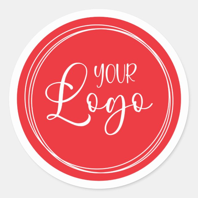 Your Business Logo on Red Circle Classic Round Sticker (Front)
