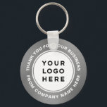 Your Business Logo on Silver Grey Thank You Key Ring<br><div class="desc">Your Business Logo on Thank you personalised keychain with custom text in a modern and professional design. Minimalist and unisex,  for any age and any occasions.</div>