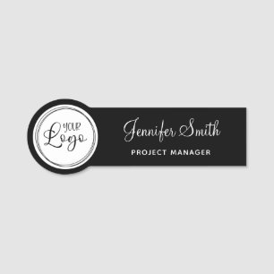 Your Business Logo on White Circle Name Tag