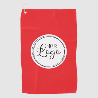 Your Business Logo on White Circle Red Golf Towel
