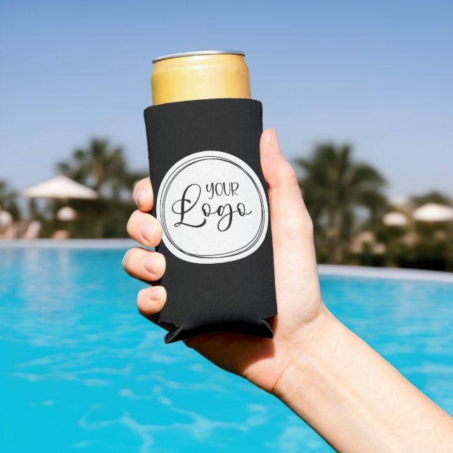 Your Business Logo on White Circle Seltzer Can Cooler (In Situ Pool)