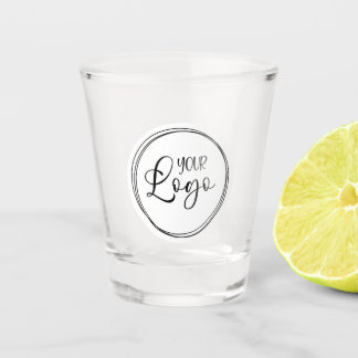 Your Business Logo on White Circle Shot Glass