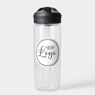 Your Business Logo on White Circle Water Bottle