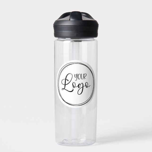 Your Business Logo on White Circle Water Bottle (Front)