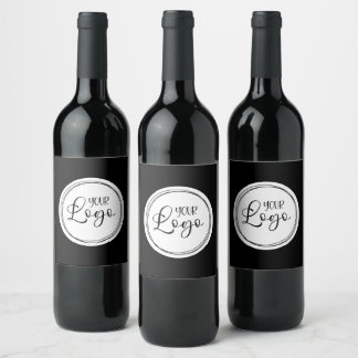 Your Business Logo on White Circle Wine Label
