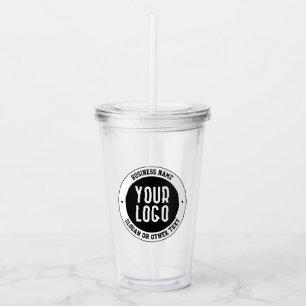 Your Business Logo or Design   Bold Editable Text Acrylic Tumbler