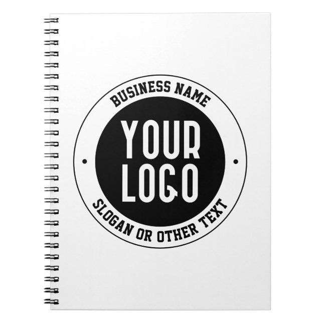 Your Business Logo or Design | Bold Editable Text Notebook (Front)