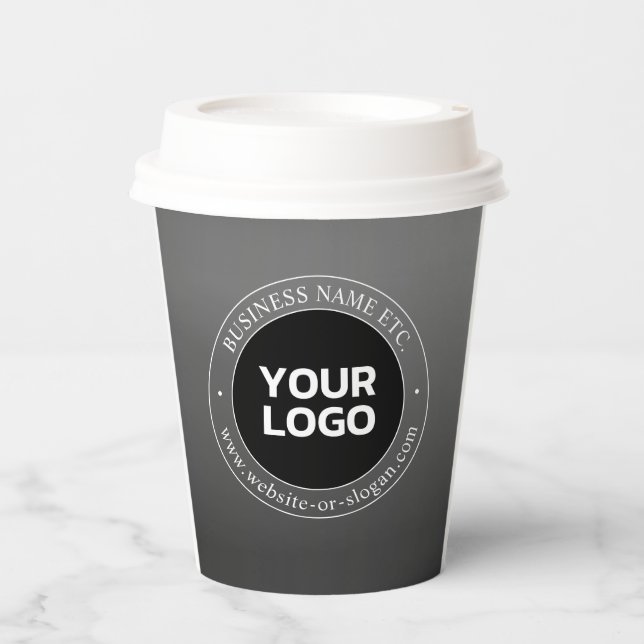 Your Business Logo or Design & Editable Text Paper Cups (Front)