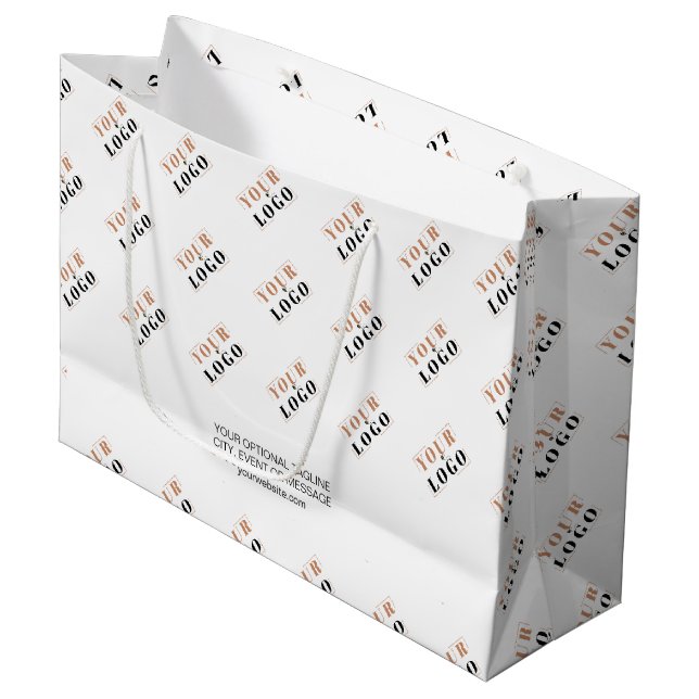Your Business Logo Pattern & Optional Custom Text Large Gift Bag (Front Angled)